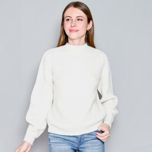 SEZANE White Orson Wool Blend Knit Jumper